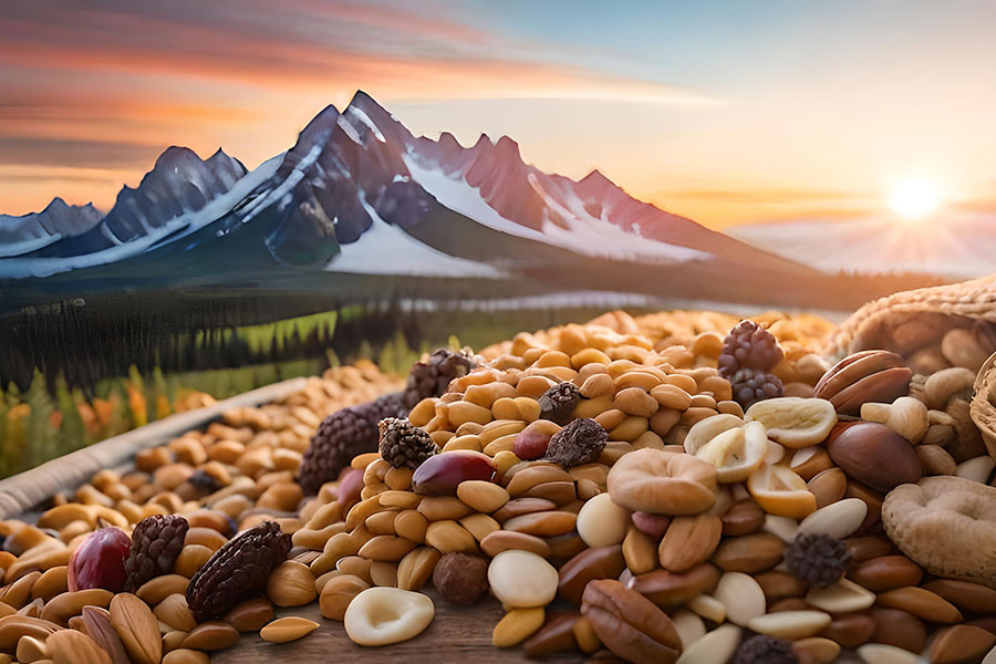 frutos secos en la montaña